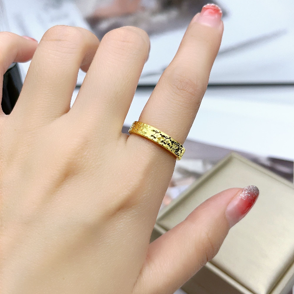 [抖音质检 现货]5D黄金戒指碎碎金金戒指碎金情侣戒指足金999卡4
