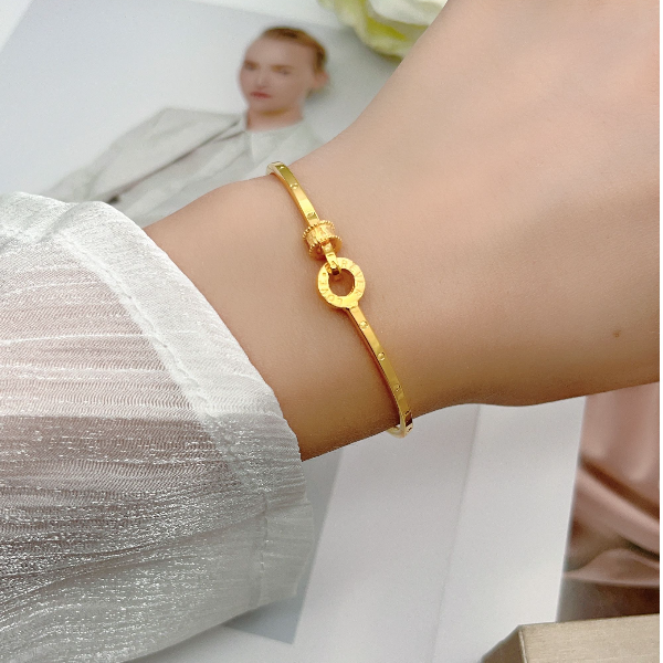 [抖音质检 现货]5G黄金小蛮腰细手镯贵妃椭圆手镯 足金999 卡2