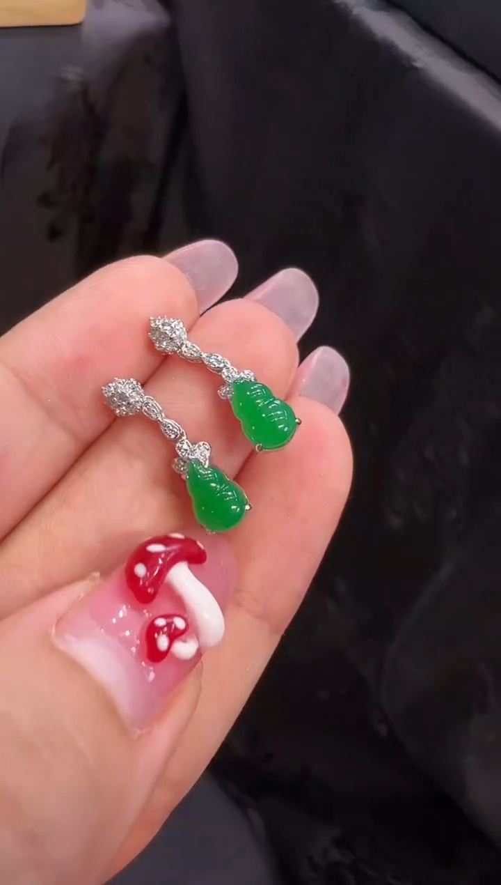 【闪购商品】翡翠耳饰足金镶嵌耳饰