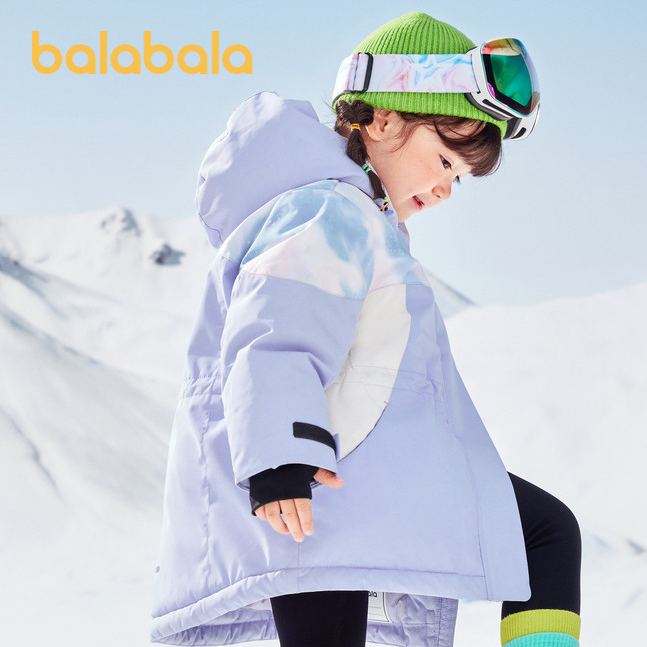 巴拉巴拉童装女童羽绒服宝宝儿童保暖连帽外套冬季拼接洋气上衣潮