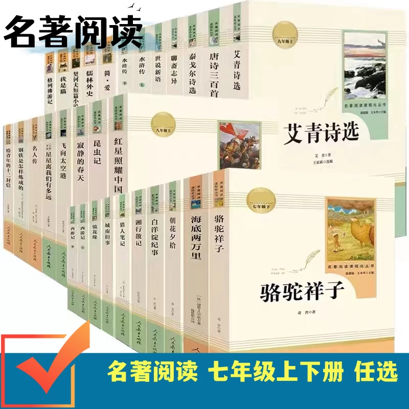 【带小册子系列】初中名著阅读人民教育出版社朝花夕拾西游记正版书