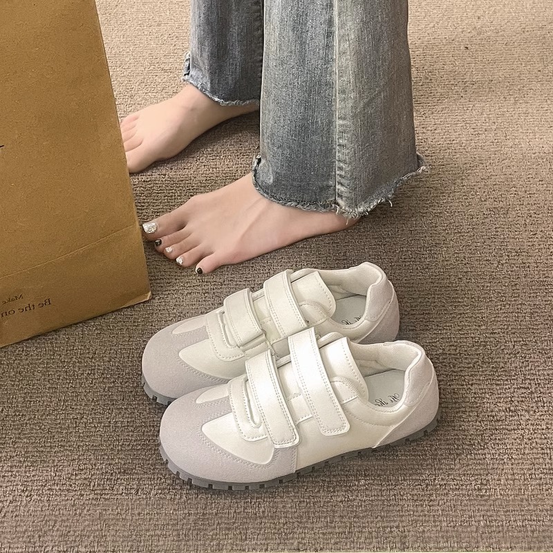 红蜻蜓牌魔术贴软底小白鞋子女德训鞋2023秋季新款低跟厚底休闲板