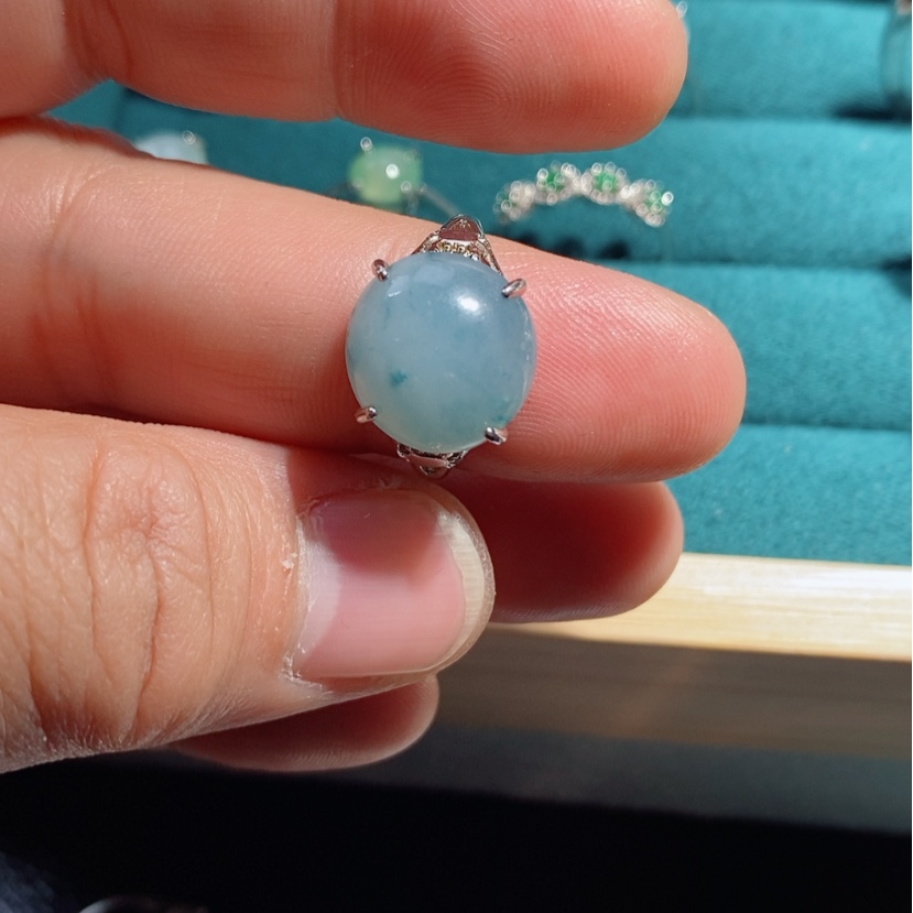 【闪购商品】翡翠戒指银S925镶嵌哇***龙