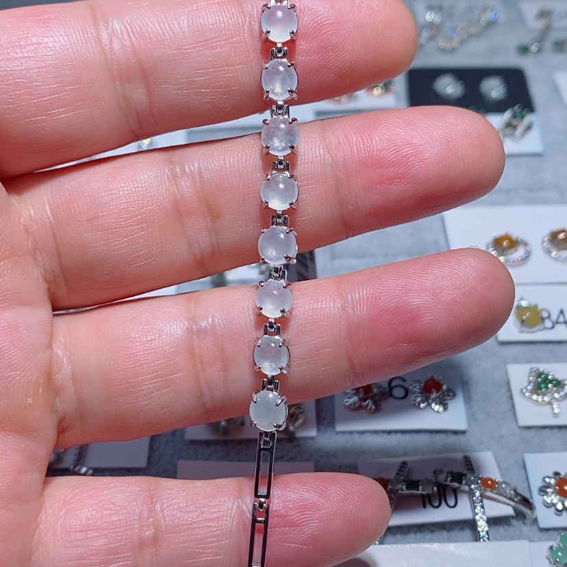 【闪购商品】翡翠手链银S925镶嵌玖***睡
