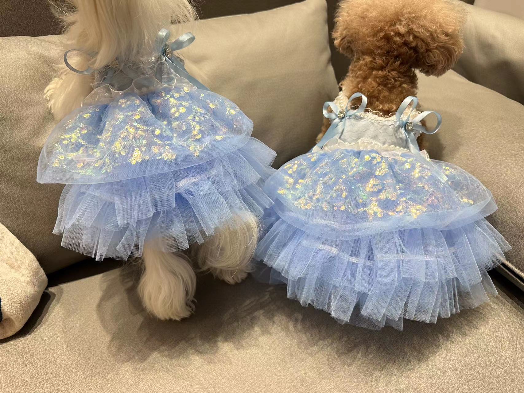 人鱼姬宠物亮片婚纱 手工制作猫猫衣服 狗狗衣服