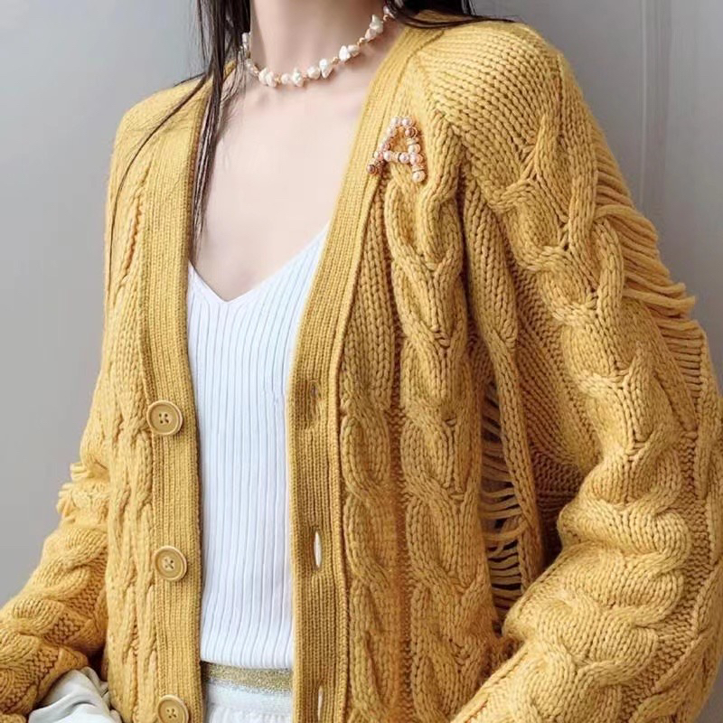 No退换 5499138慵懒范破洞毛衣开衫