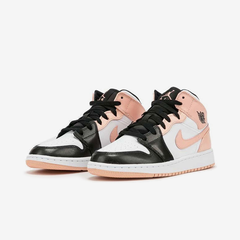 Air Jordan 1 Mid GS AJ1大童/女款 黑白粉 中帮休鞋 554725-133