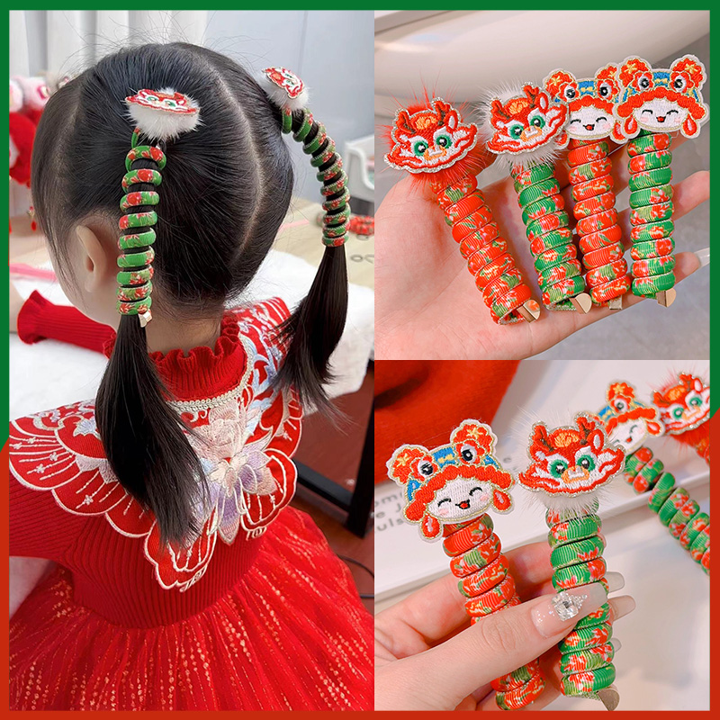 云岚 新年发饰儿童龙年女童电话线马尾辫发头绳发绳
