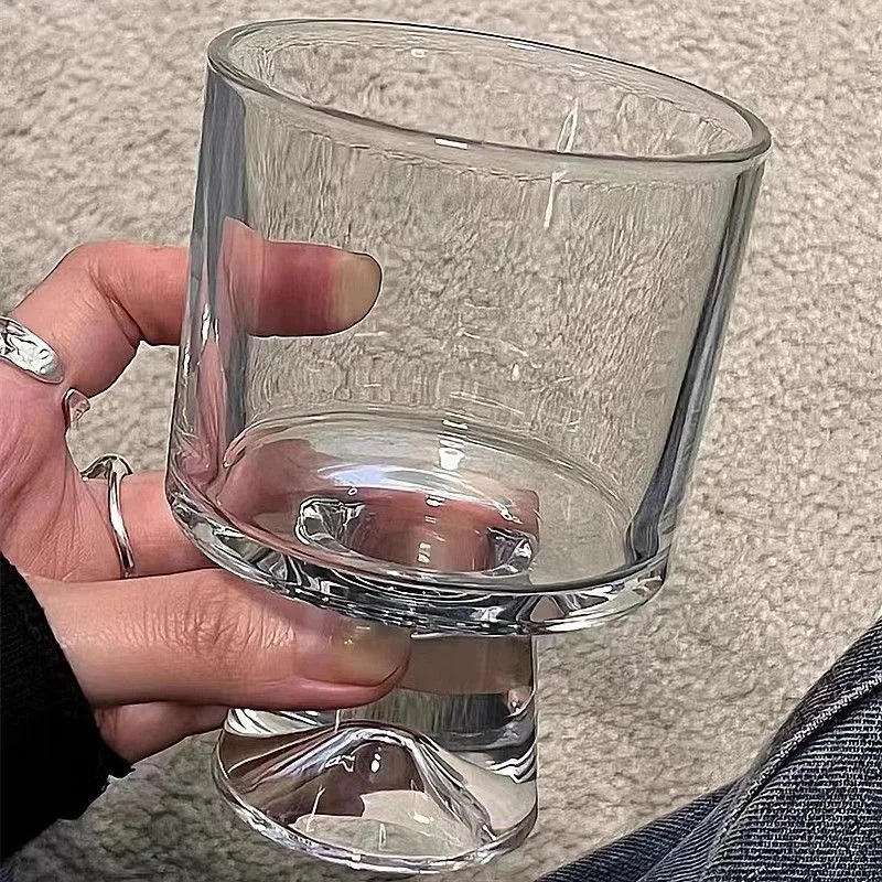 【2只】家用创意透明杯子ins高级隔热茶杯网红简约法式喝水杯高脚杯