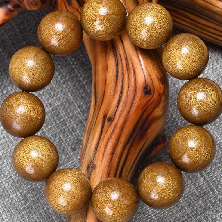 七夕情人节礼物贵州拆房老料精美金丝楠木金丝水波男士情侣手串