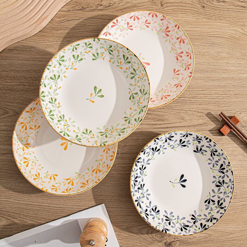 【四季繁花】2024最新款中式四季繁花陶瓷手绘釉下彩家用盘