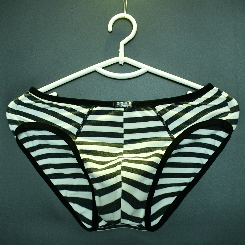 男士中腰三角内裤细边运动弹力棉条纹舒适吸汗排湿透气短裤头学生