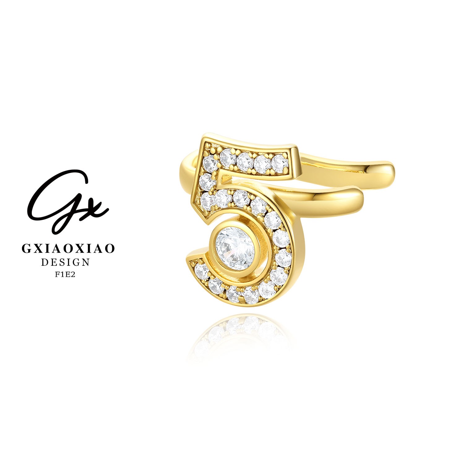 铜合金合成锆石耳饰 GXX 气质优雅高级感小众耳夹 F1E2