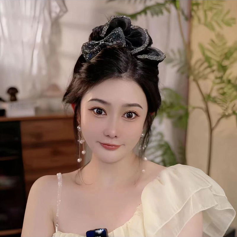 黑色气质蝴蝶结精致鲨鱼夹后脑勺全盘发抓夹高级感百搭发饰发卡