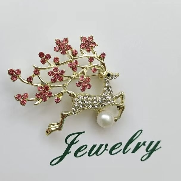 一路（鹿）有你合金珍珠胸花 轻奢百搭款气质高档简约送女友老婆