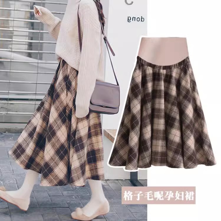 孕妇半身裙秋冬季2023新款加绒托腹针织裙子中长款时尚a字裙春秋