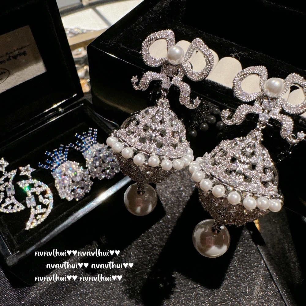 铜合金耳饰 璀璨锆爆闪耳饰轻奢高级感气质流苏设计精工耳钉耳环