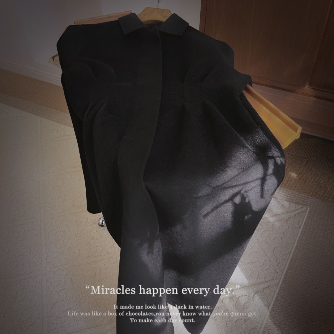 【阿黛】黑色不寻常长款大衣