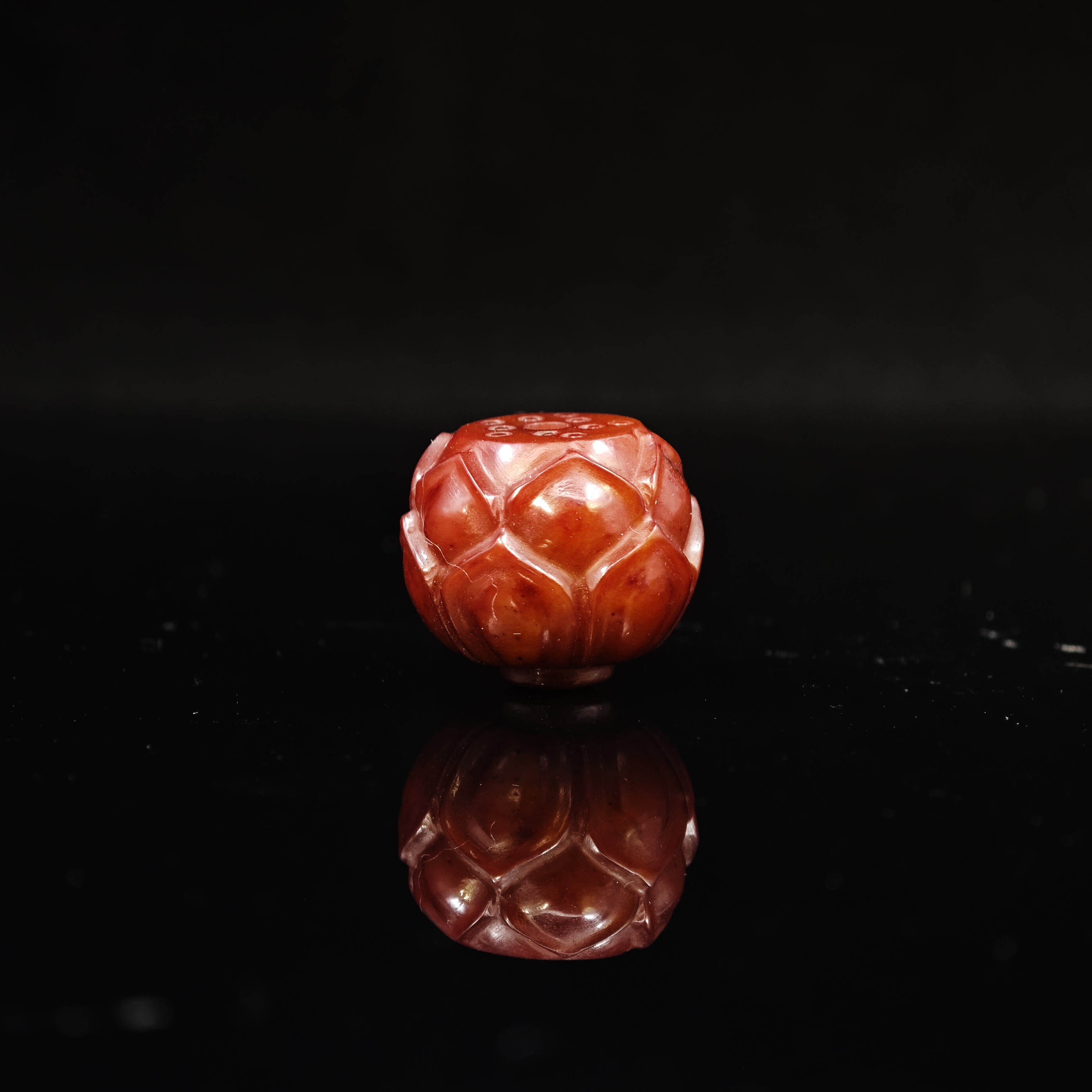白 玉  染色红莲珠 单颗价