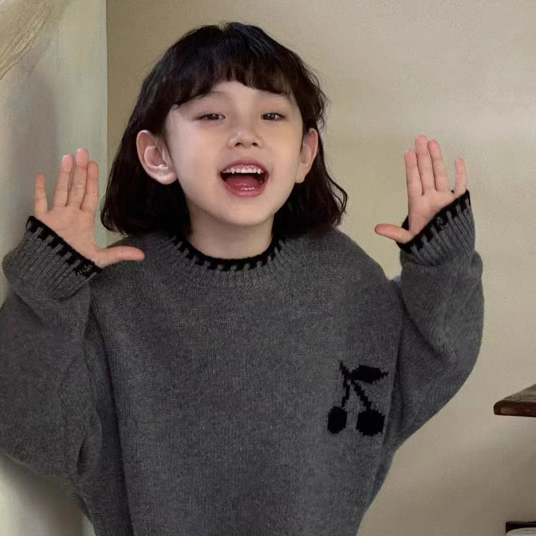 女童毛衣2024新款秋冬提花儿童毛衣套头针织衫网红爆款中大童毛衣
