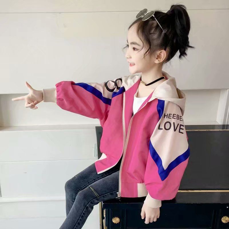 秋季女童外套儿童上衣学生韩版夹克网红小女孩洋气风衣拉链开衫潮