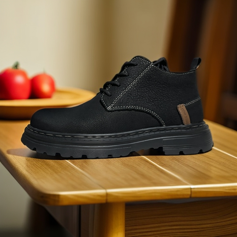 【冬季新款马丁靴】男士头层牛皮磨砂面加厚舒适轻弹休闲时尚马丁靴