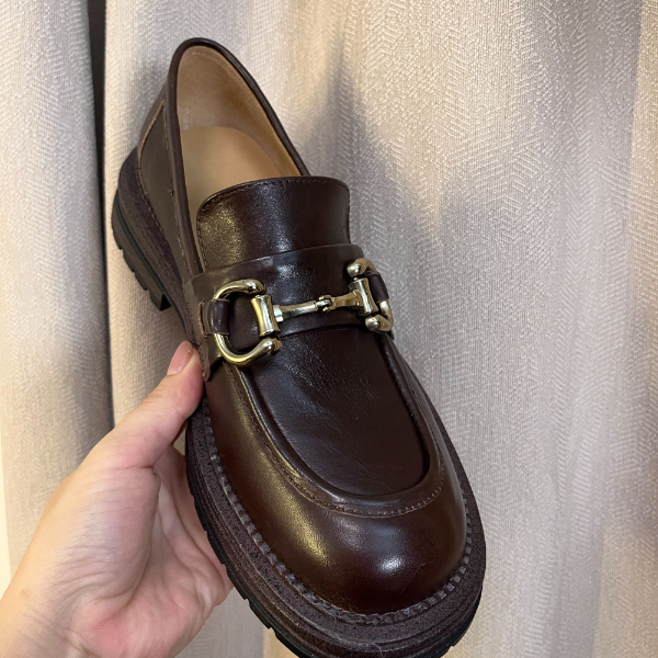 【经典】头层水洗牛皮手工擦色工艺乐福鞋圆头厚底英伦风休闲