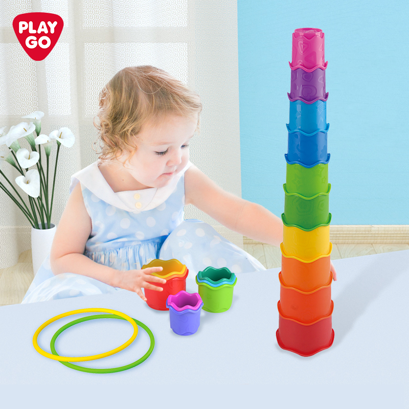 环保儿童玩具彩虹叠叠杯益智互动3-6岁幼儿早教套装初学者叠叠乐