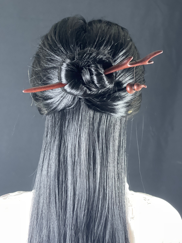 根雕制作   原创紫檀发簪【问道】