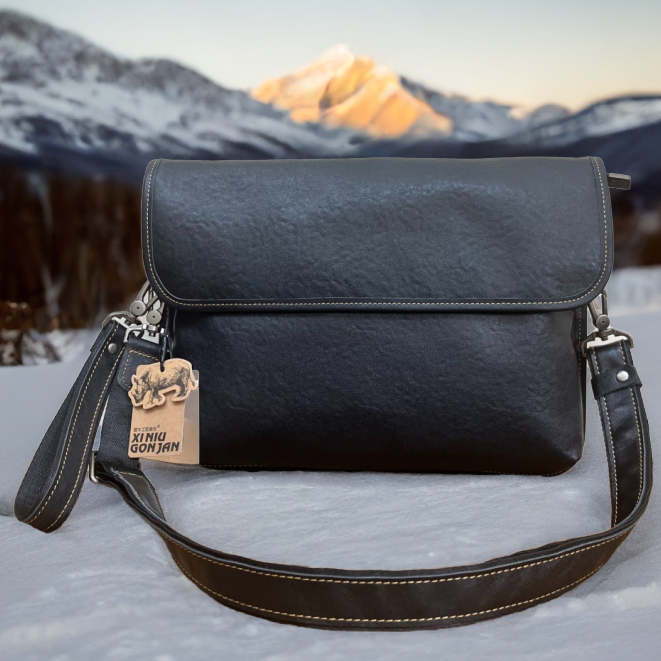 【犀牛工匠X077-222】单肩包牛皮A4特大包黑色百搭可放男士14电脑