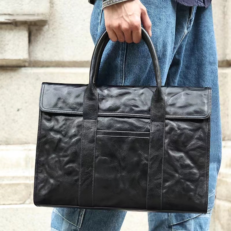 【犀牛工匠X055-222】电脑包 植鞣牛皮 真皮商务 手提包大容量