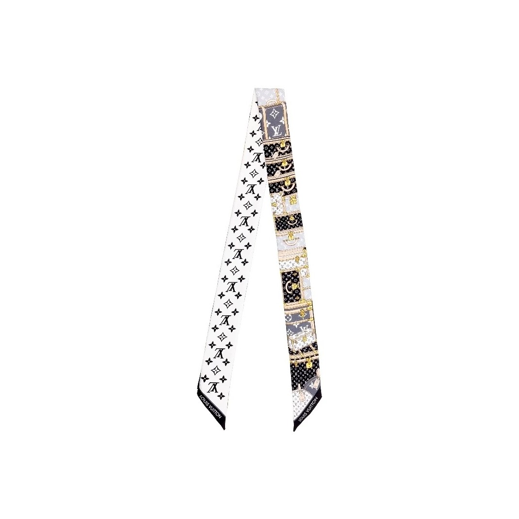 全新未使用 LouisVuitton/路易威登 黑白小丝巾 Twilly
