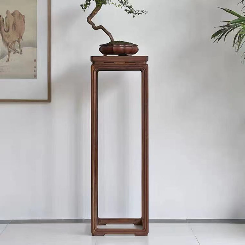 华堂荟北美黑胡桃花架新中式家用简约创意玄关落地客厅古典办公