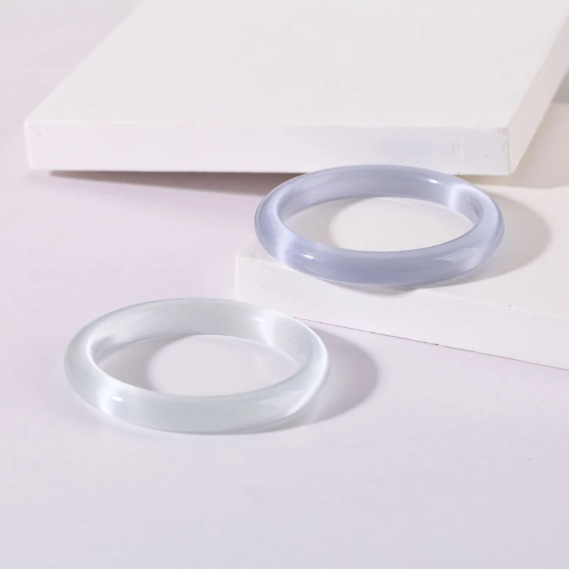 猫眼石冰冰蓝石英质玉手镯气质时尚百搭少女款