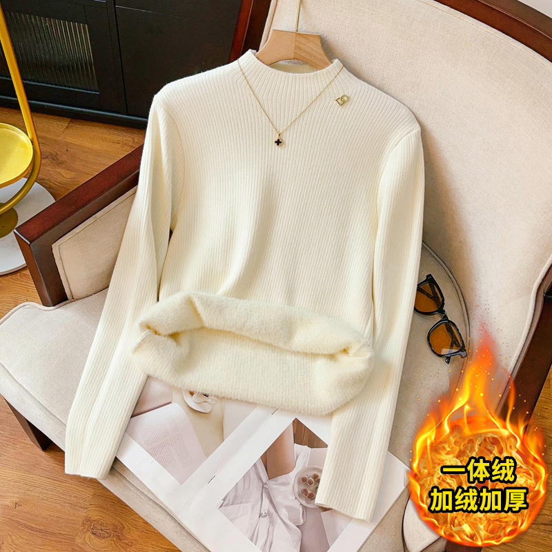 半高领加绒加厚打底衫女内搭秋冬纯色长袖 零下10度抗寒打底衫【D0