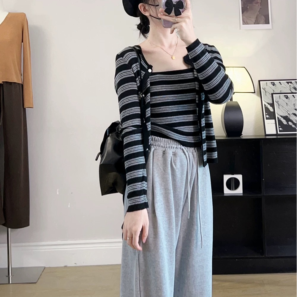 套装女2024新款爆款入秋高级感衣服 吊带+长袖外套气质两件套女装