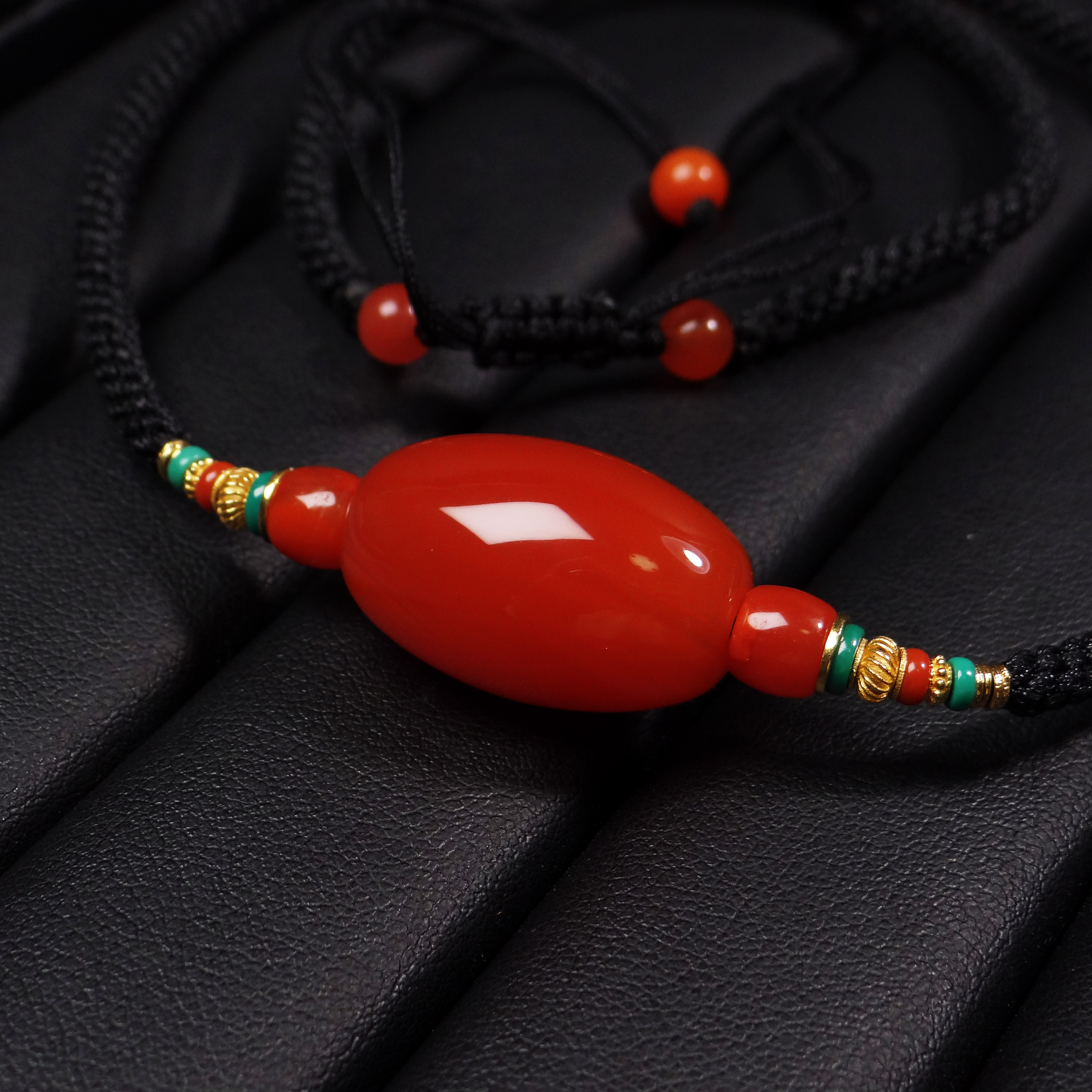 保山南红手工编织民族风锁骨链时尚百搭珠宝