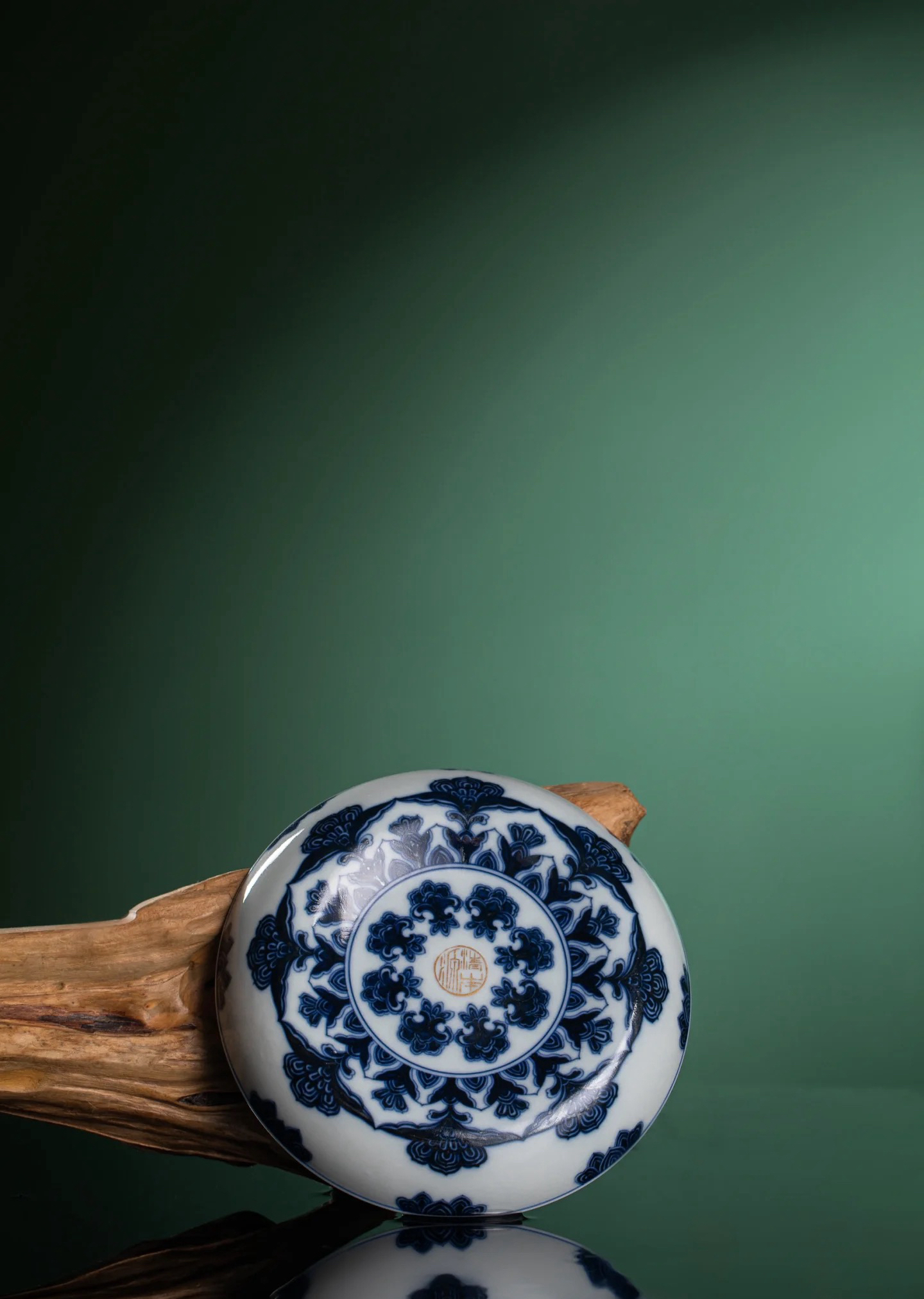 清本源内膜印海水外青花星空宝相鳜鱼苹果壶承直径16.6高3