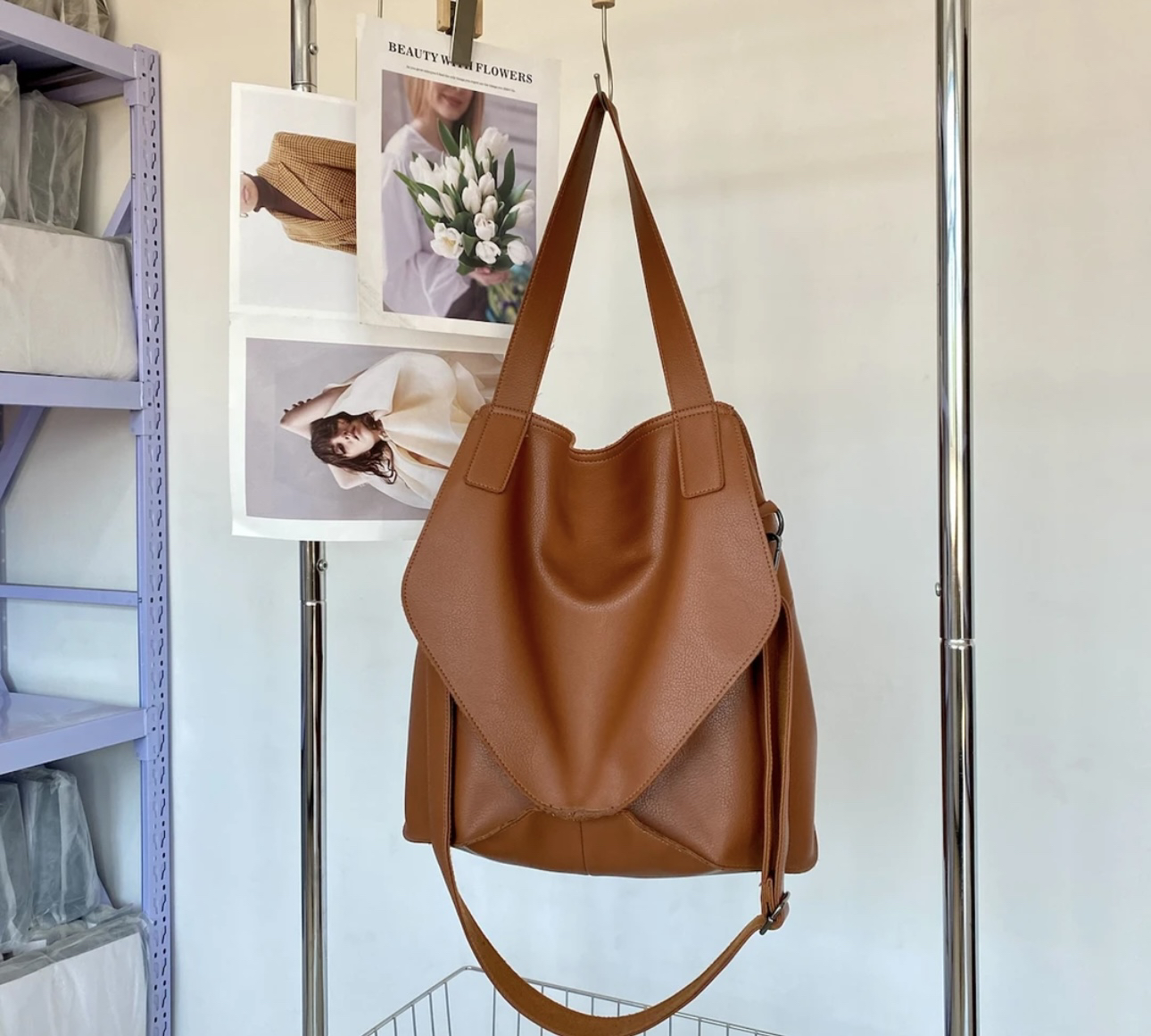 设计师款小众休闲女包欧美风大包软皮女包大容量单肩斜挎包91百搭