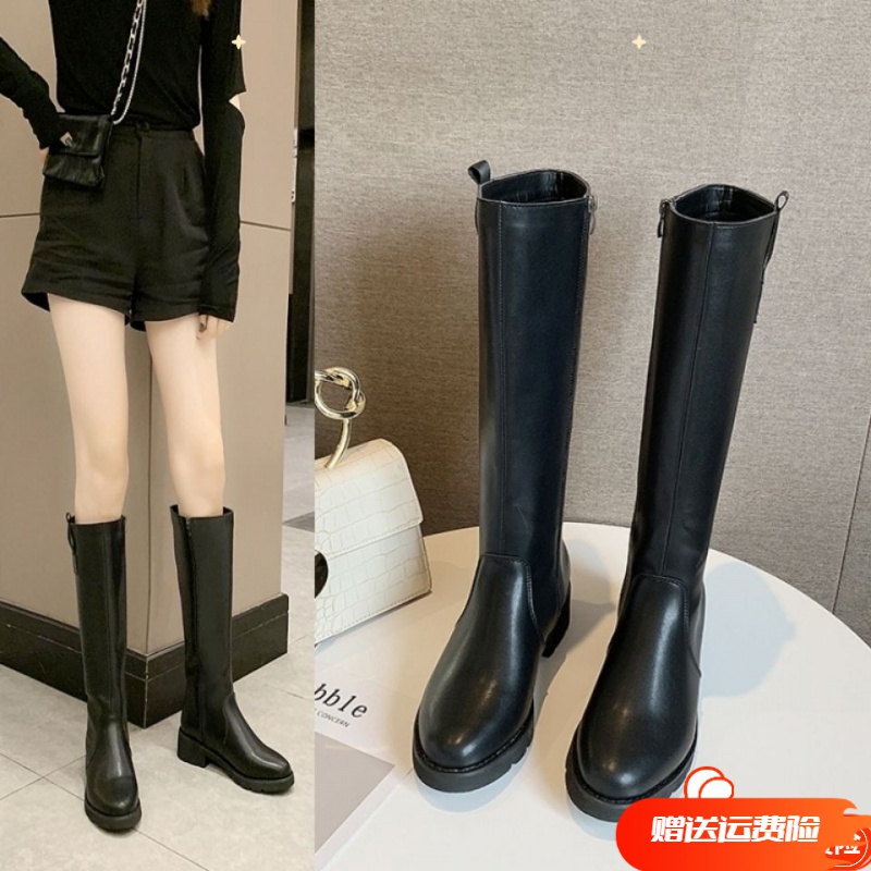红蜻蜓牌2023新款秋冬不过膝长靴平底长筒骑士靴女高筒靴皮靴马靴