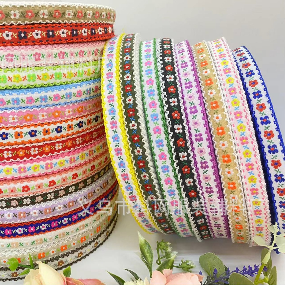 1.2cm碎花木耳边田园清新风提花刺绣织带DIY服装辅料饰品配件