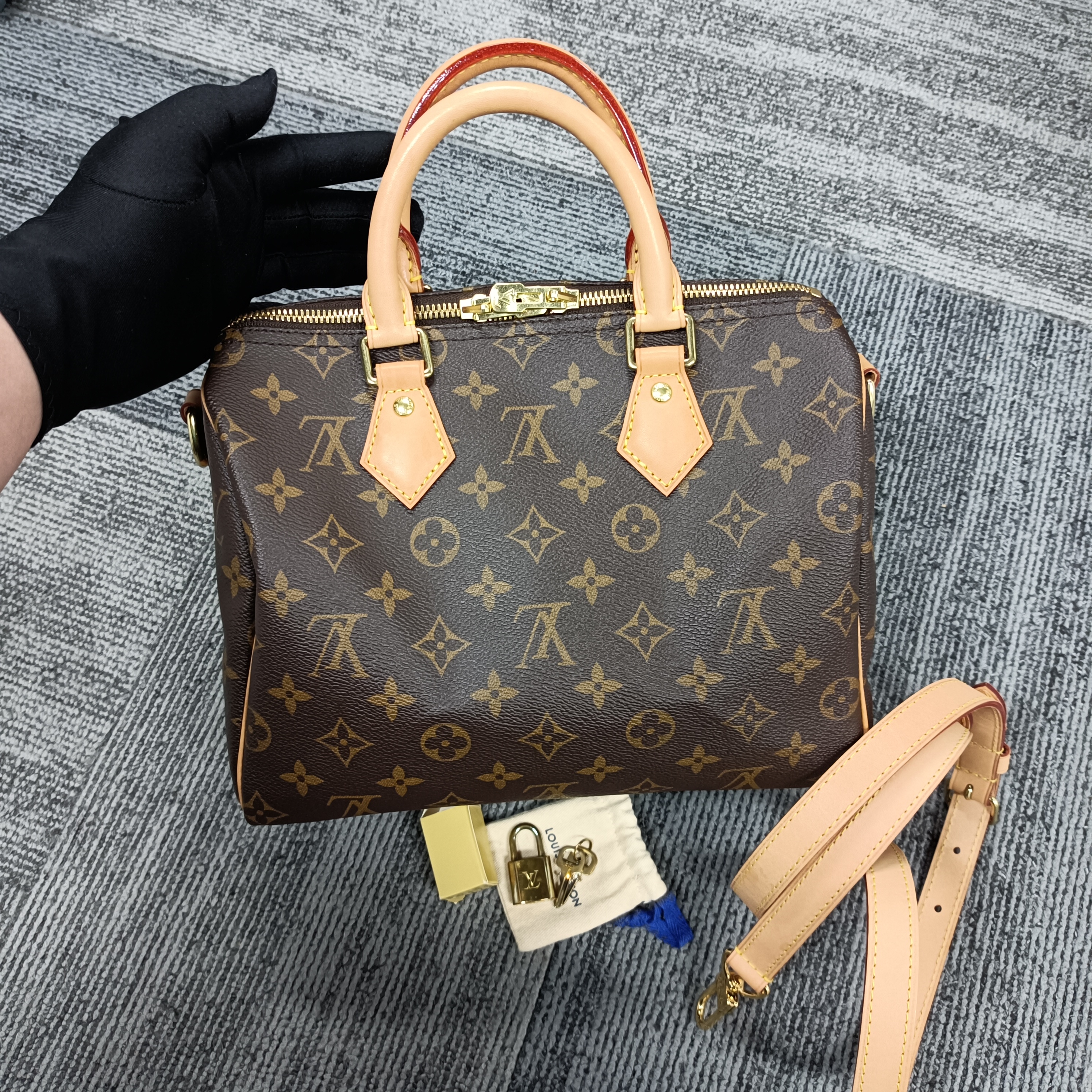 95新 LouisVuitton/路易威登 拉瑞苏DM/LV老花speedy25肩带款芯片