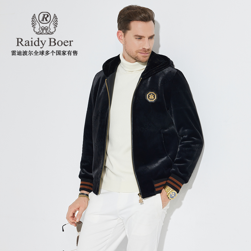 【金丝绒】雷迪波尔冬季男士双头鹰拉链偏厚保暖夹克外套男3042-70