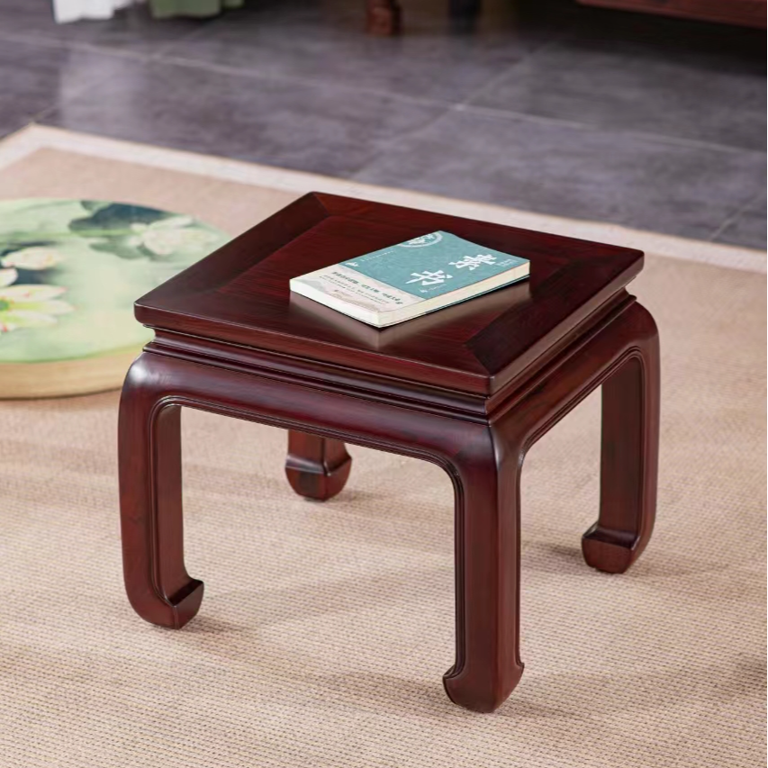 客厅沙发茶几旁矮凳中式家用全榫卯红木实木方凳花枝四方凳高凳