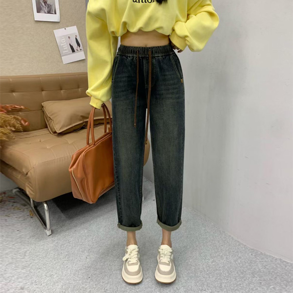 时尚大码牛仔女裤百搭休闲哈伦裤新款宝藏衣橱上新弹力宽松春秋款