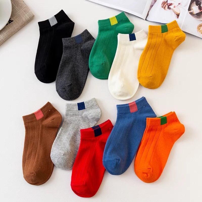 五双袜子女短袜个性潮袜运动吸汗防臭浅口条纹短筒船袜夏季薄ins