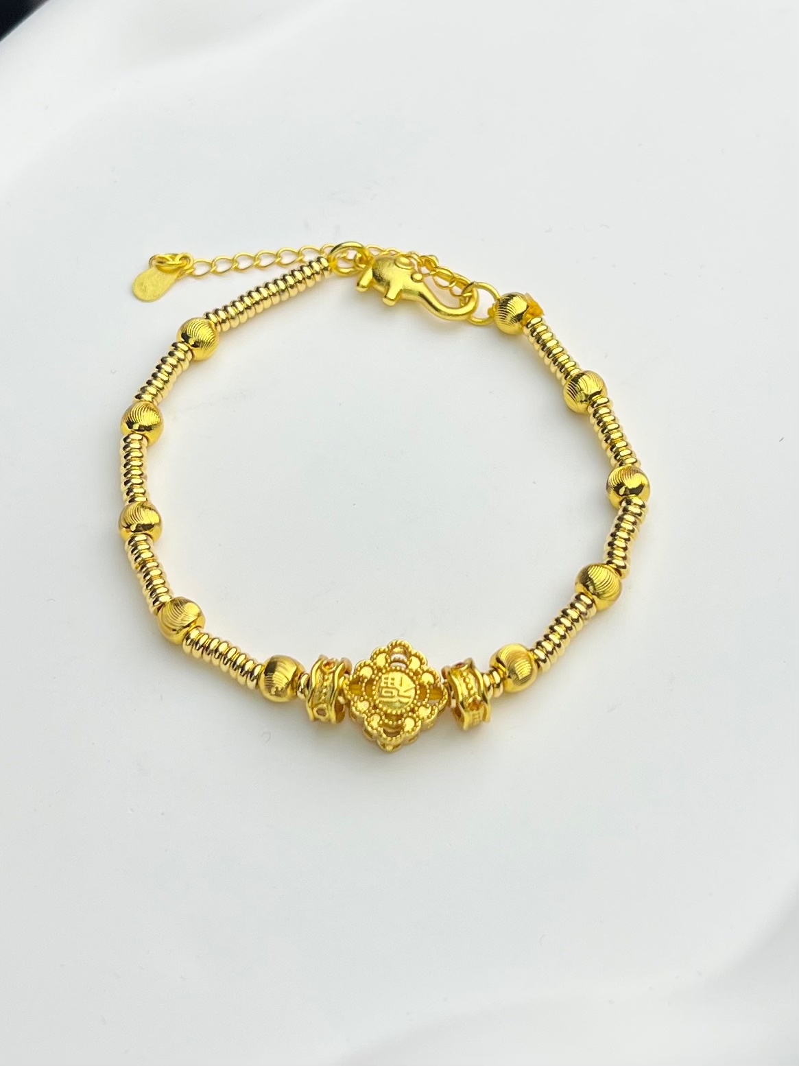 铜合金手链 【煋火原创】四花猫眼福字百搭手链手工时尚精致