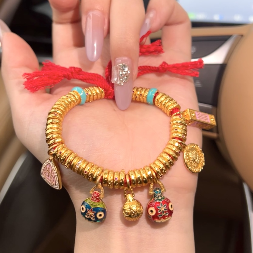 铜合金手链 【煋火原创】红色升级吞金兽盘缠手编时尚百搭编绳手链