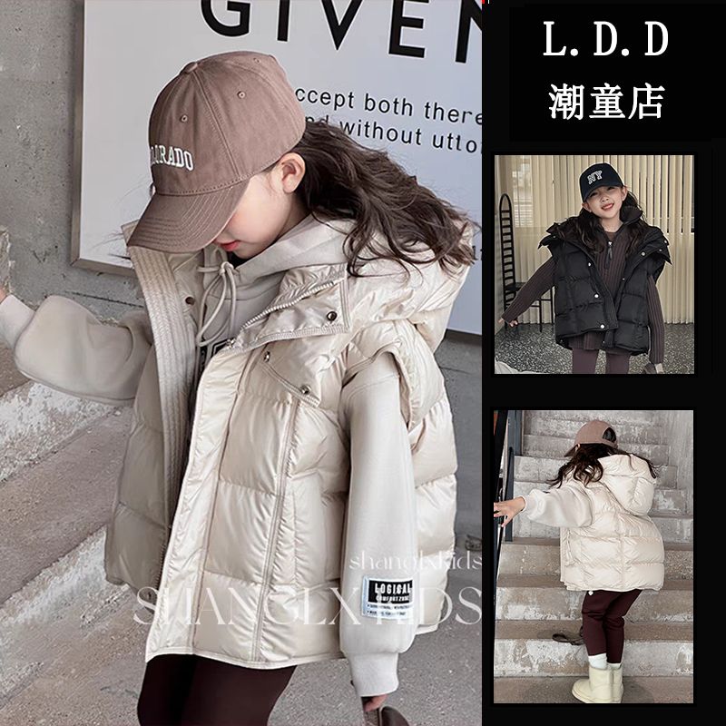 小童外套中大童马甲秋冬款外穿白色儿童冬装中大季短款洋气背心潮