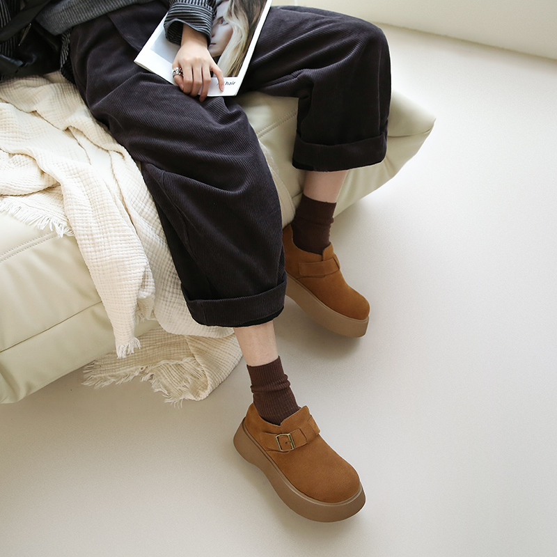 2025秋冬新款勃肯鞋女一脚蹬豆豆鞋女百搭软底圆头